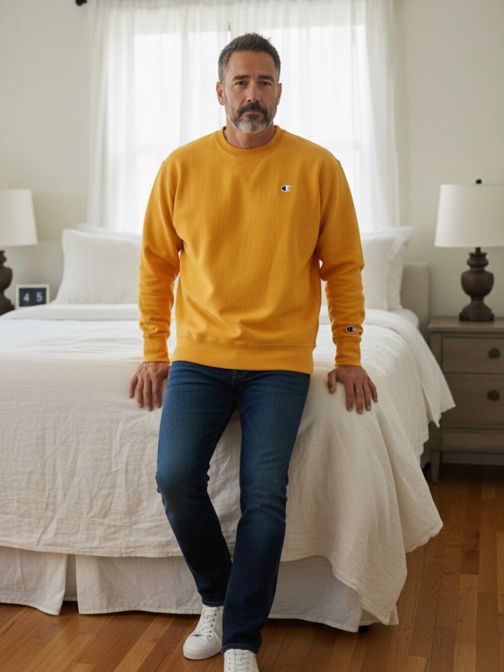 Champion Reverse Weave Sweatshirt, golden yellow, mens XL